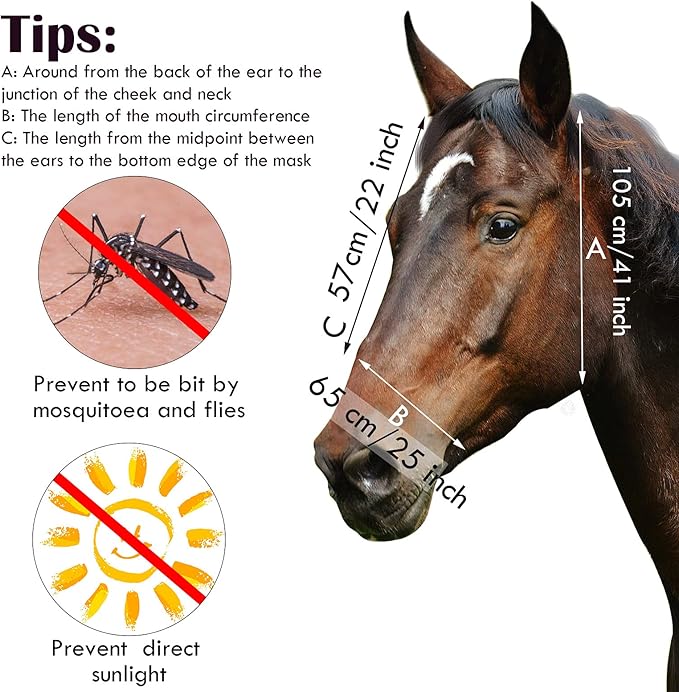 Frienda 4 Pieces Horse Fly Masks with Ears Face Covering UV Protection from Insect Pests Elasticity Smooth Comfortable Mesh Horse Mask Accessories(Geometric,Large)-PawvioPets