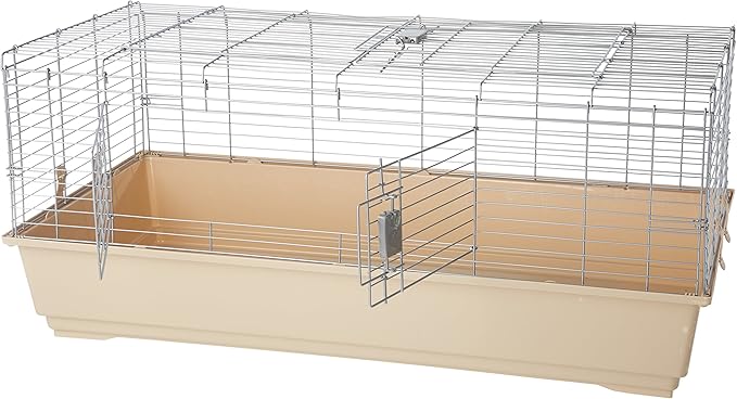 Amazon Basics Top Access Small Animal, Rabbit & Guinea Pig Cage, Ferret Cage Habitat With Accessories, Jumbo, Multicolor, 48.6"L x 26.6"W x 20.6"H-PawvioPets