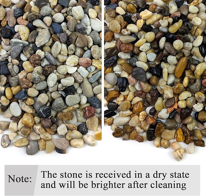 20 lbs Pea Gravel Pebbles for Indoor Plants, 2/5 Inch Mixed Color River Rocks for Aquarium, Succulent, Vase, Bonsai, Garden, Plant Soil Cover and Outdoor Landscaping Rocks-PawvioPets