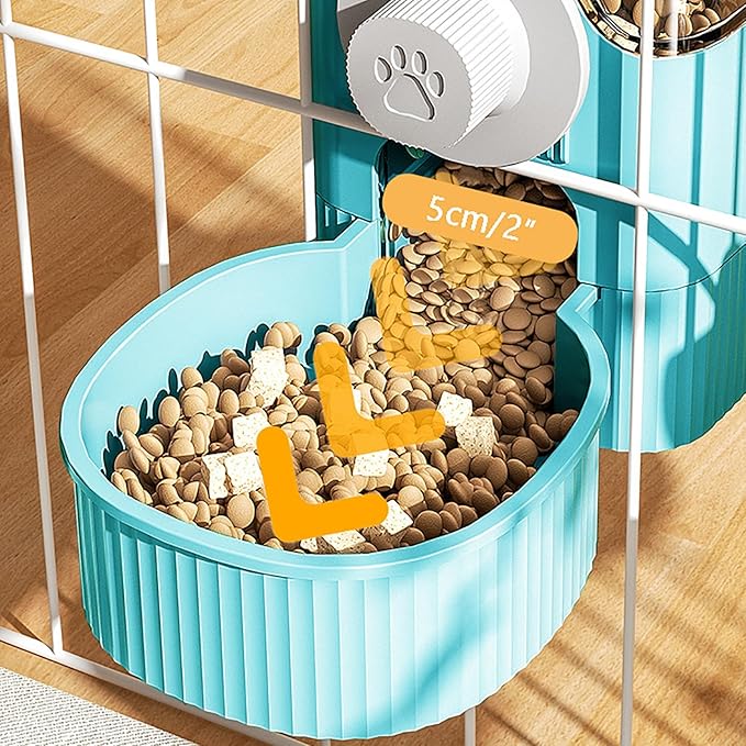 GKYZBB Hanging Automatic Food Water Dispenser,Rabbit Feeder Guinea Pig Water Bottle Food Feeder for Ferret Guinea Pig Rabbit Bunny Cage Accessories (Blue, 520ml+1200ml)-PawvioPets