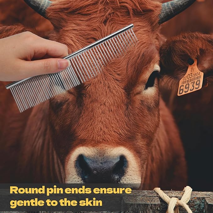 Biaungdo 2 Pcs Dog Grooming Combs Set, Metal Dog Comb for Removing Tangles and Knot, Cat Brush Grooming Tool for Long Haired Pets-PawvioPets