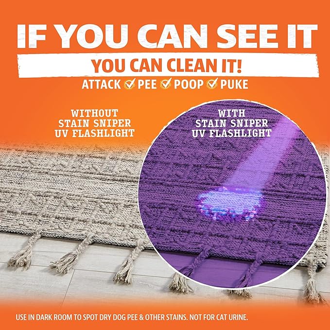 ANGRY ORANGE Pet Stain Remover Kit for Dog Urine - Enzyme Cleaner - Citrus - 32 oz + UV Flashlight-PawvioPets
