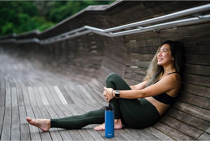 DRINCO Stainless Steel Water Bottle Spout Lid Vacuum Insulated Double Wall Water Bottle Wide Mouth (40oz 32oz 22oz 18oz 14oz) Leak Proof Keeps Cold or Hot (22 oz, 22oz Royal Blue)-PawvioPets