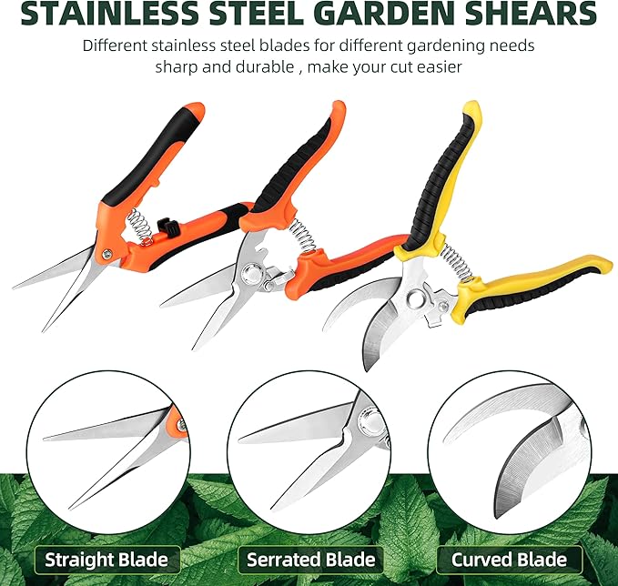 3-Pack Stainless Steel Pruning Shears, Pruning Snips and Clippers for Gardening-PawvioPets