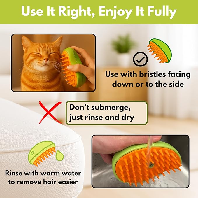 Cat Brush with Steam – Steam Cat Brushes for Indoor Cats | Pet Spray Hair Removal Comb & Relaxing Grooming Tool for Calmer, Happier Cats-PawvioPets