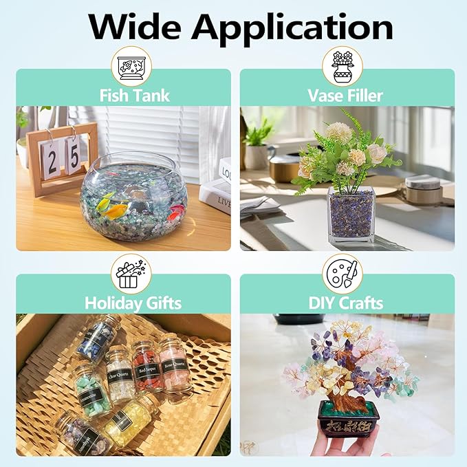 3 Lb Blue Agate Polished Tumbled Stones Chips, Aquarium Gravel Rocks Natural Decorative Pebbles Marbles for Aquarium, Vase Fillers, Succulent Plants Decor-PawvioPets