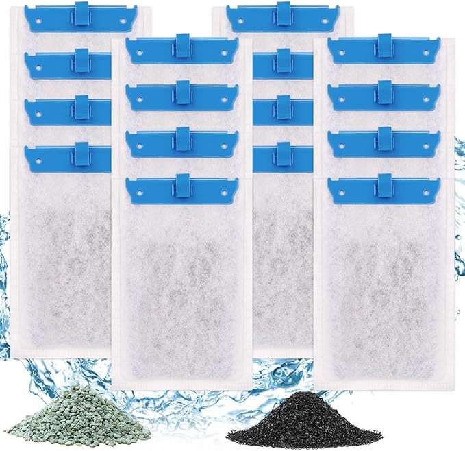 fishkeeper 16 Pack Medium Filter Cartridges Compatible with Tetra Whisper Bio-Bag Filters Replacement Filter Cartridges for Whisper Filters 10i / IQ10 / PF10 and TetraFauna ReptoFilter(Ready to Use)-PawvioPets