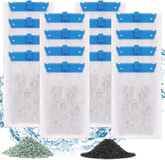 fishkeeper 16 Pack Medium Filter Cartridges Compatible with Tetra Whisper Bio-Bag Filters Replacement Filter Cartridges for Whisper Filters 10i / IQ10 / PF10 and TetraFauna ReptoFilter(Ready to Use)-PawvioPets