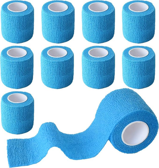9 Pack 2" x 5 Yards Self Adhesive Bandage Wrap Self Stick Wrap for Ankle, Wrist, Finger, Sports, Breathable Cohesive Vet Tape for Pets (Light Blue)-PawvioPets