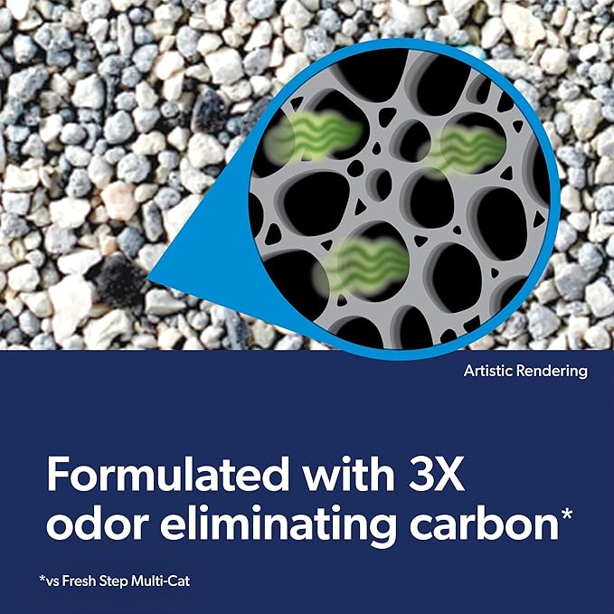 Fresh Step Clumping Cat Litter, Heavy Duty Advanced, Long Lasting 30-Day Odor Control with Odor Eliminating Carbon, 17.5 lb-PawvioPets