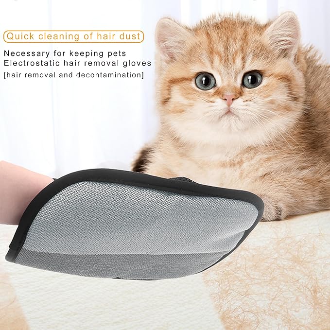 2 PCS Pet Hair Remover Glove Reusable cat and Dog Hair Remover Static dehairing Gloves for Sofas, Furniture, Carpets, car Seats, pet Grooming cat and Dog dehairing Tools-PawvioPets