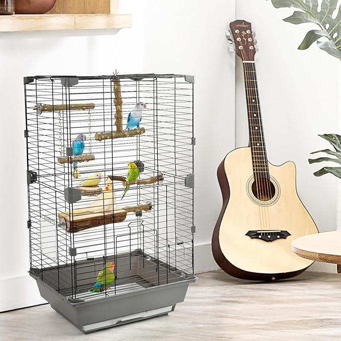 Bird Perches, 6pcs Natural Wood Birds Stand Branch, Bird Perch Chewing Stick Cage Accessories Parrot Climbing Standing Branches Paw Grinding Fork Sets for Parakeet Lovebirds Cockatiels-PawvioPets