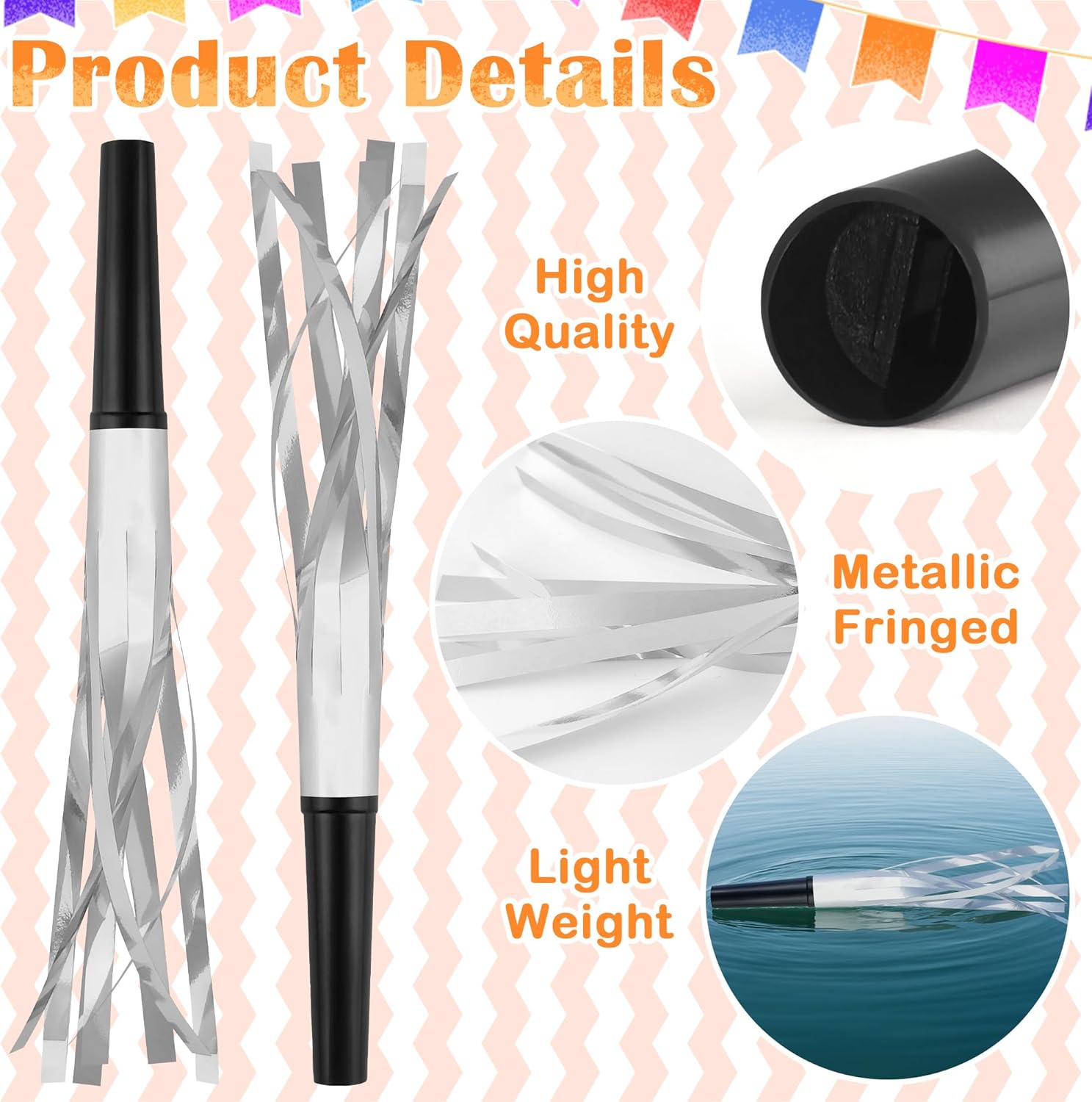 24 PC Silver Party Favors Party Blowers for Adults Party Horns Birthday Blowers Noisemakers Blowouts Whistles Metallic Fringed Party Blower for Birthday Sporting Events Graduation