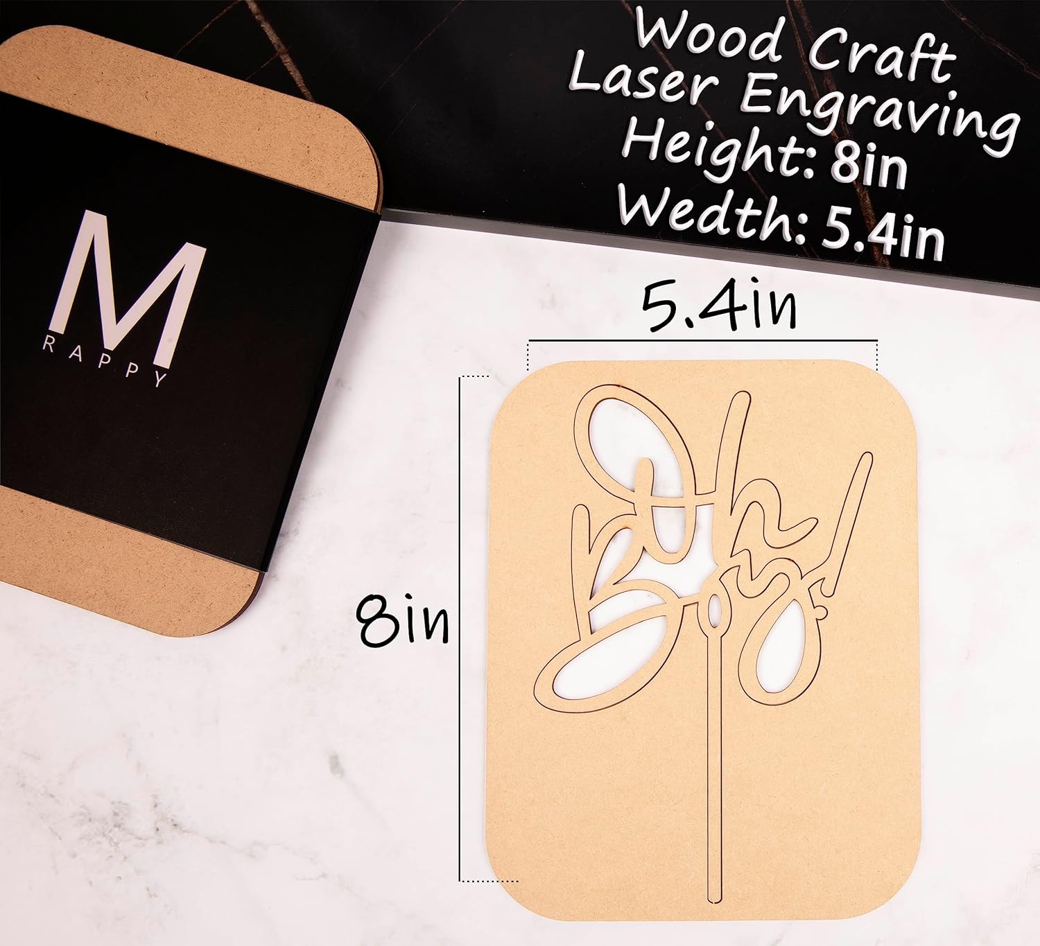 Oh Boy Cake Topper - Wooden Baby Shower Cake Decorations for First Birthday/Gender Reveals Party, Photo Booth Props