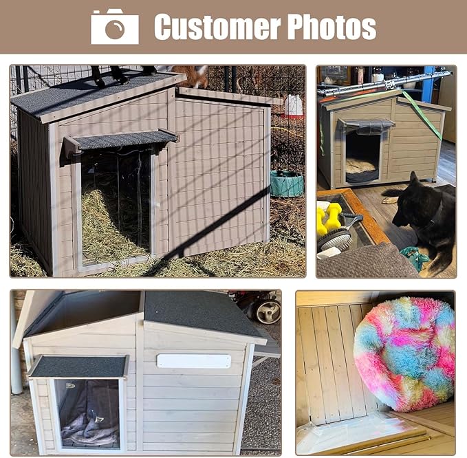 43" L Outdoor Extra Large Dog House with Removable Floor, Raised Feet, Anti-Chewing Iron Frame – Wooden Kennel with Asphalt Roof, Window for Indoor/Outdoor Use, Ideal for Medium to Large Dogs-PawvioPets