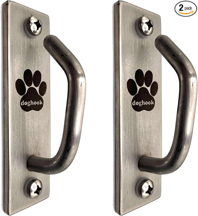 Canine Hitch- Secure Dog Leash Parking Mounted Indoor – Outdoor Wall Hook - Tie Out Stainless Steel Practical Lead Management for Home & Business, Slim Compact 2 Pack-PawvioPets