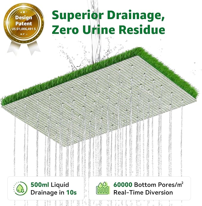 Dog Grass Pad with Tray - 35''x23'' Dog Litter Box Indoor Outdoor Full Potty System, Artificial Grass Patch Mat and Washable Pee Pad for Puppy Training - Pet Toilet for Balcony Patio-PawvioPets