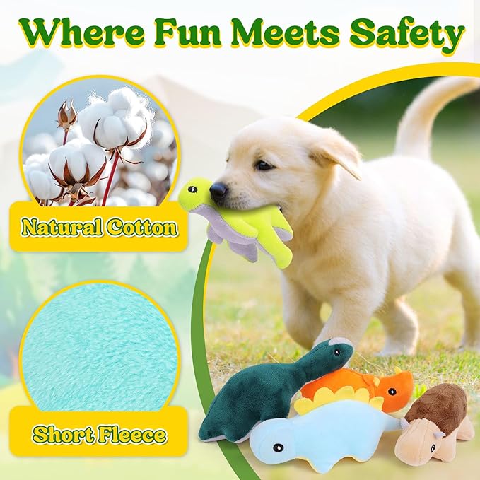 20-Pack Adorable Dinosaur Puppy Toys – Distinct Dino-Themed Squeaky Dog Toys for Small Dogs to Keep Them Busy, Interactive Chew Toys for Mental Stimulation & Gentle Teeth Cleaning-PawvioPets