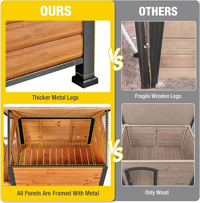 AIVITUVIN Outdoor Dog House with Anti-Chewing Durable Metal Frame Dog Kennel for Large Breed Dog Shelter Weatherproof (Brown 50.9" D x 37.4" W x 37.2" H-PawvioPets