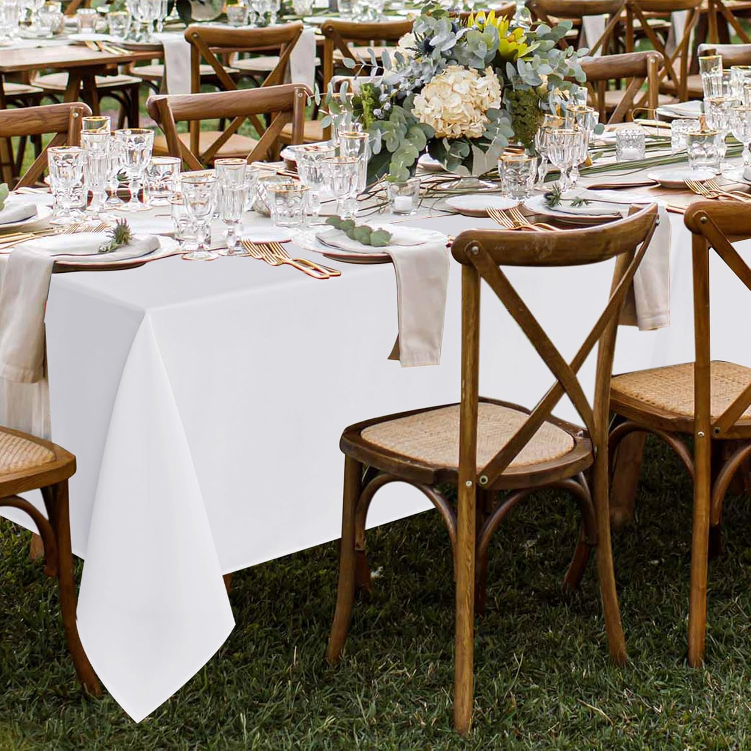 Fitable 8 Pack Table Cloth Rectangle Table: Stain and Wrinkle Resistant Tablecloth Rectangular, Washable Polyester Tablecloths for Wedding Party Dining Banquet Event Catering(White, 70x120 Inch)