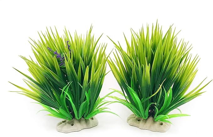 BEGONDIS 2Pcs Aquarium Decorations Fish Tank Artificial Green Water Plants Made of Soft Fabrics Plastic-PawvioPets