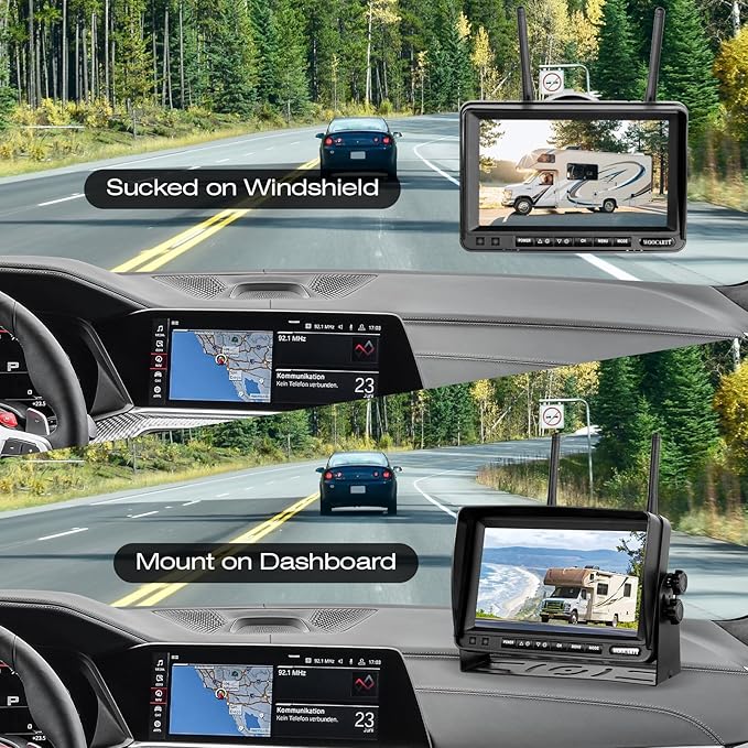 7 Inch Wireless RV Backup Camera System for Truck/Trailer/Camper/Bus, 1080P Dual/Quad Split Screen with DVR, Clear Night Vision, Support 4 Cameras, IP68 Waterproof Digital Wireless System-PawvioPets
