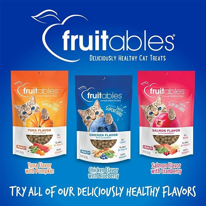Fruitables Crunchy Low Calorie Treats Packed with Protein For Cats Healthy Free of Wheat, Corn and Soy – Made with Real Chicken with Blueberry – 2.5 Ounces-PawvioPets