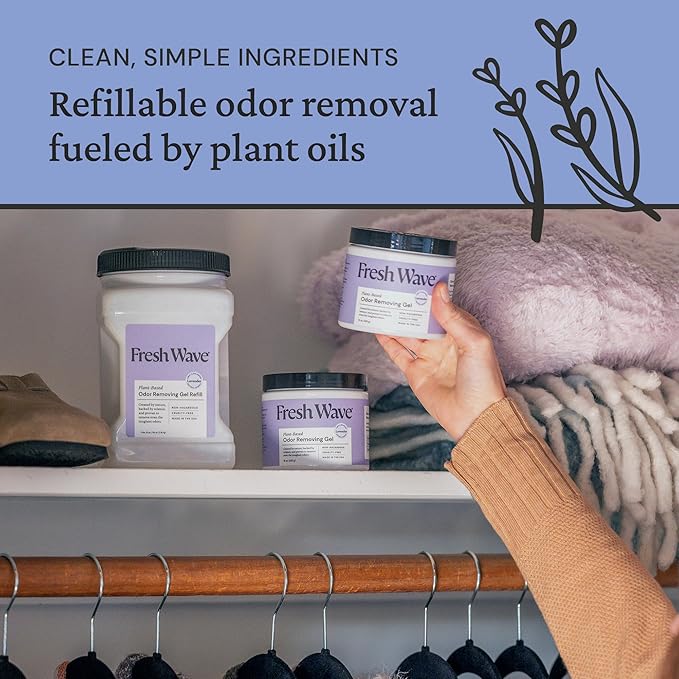 Fresh Wave Lavender Odor Removing Gel, 15 oz., Pack of 2 - Safer Odor Absorbers for Home, Natural Plant-Based Odor Eliminator, Every 15 oz. lasts 30-60 Days, For Cooking, Trash & Pets-PawvioPets