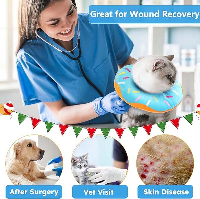 Cat Cone Collar Soft, Cat Recovery Collar for Wound Healing Cute Cat Adjustable Cat Cones to Stop Licking Comfortable Lightweight Neck Elizabethan Collars for Cats-PawvioPets