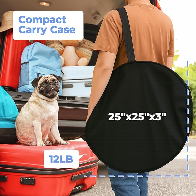 EighteenTek XLarge Popup Portable Dog Houses, 5.3'x4'H Assembly-Free Gazebo-Style Dog Cot Cat Playpen Screen Pet Tent Sun Shade Shelter Dog Bed with Canopy for Outdoor, Anti-Bugs with Leakproof Bottom-PawvioPets