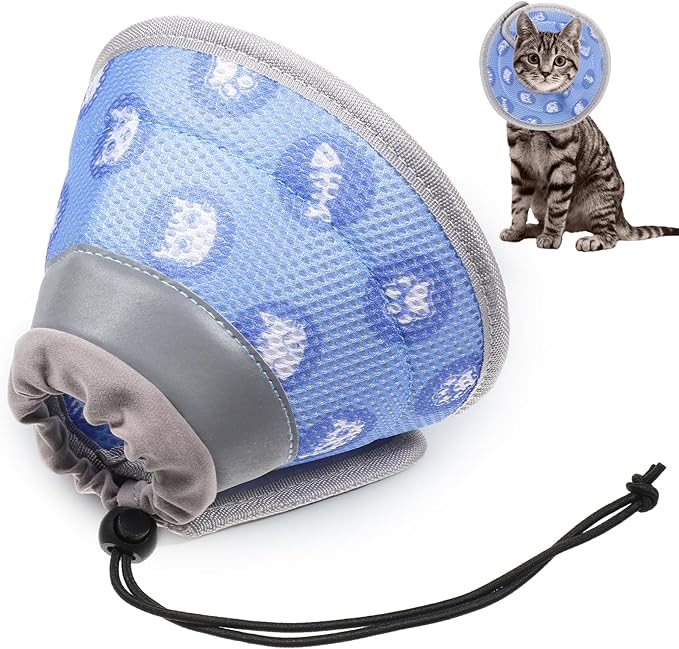 Cat Cone Collar After Surgery Soft to Stop Licking Lightweight Kitten Recovery Collar Comfortable Water Resistant Dogs Collars Adjustable Foldable Elizabethan Collars for Small Large Cats-PawvioPets