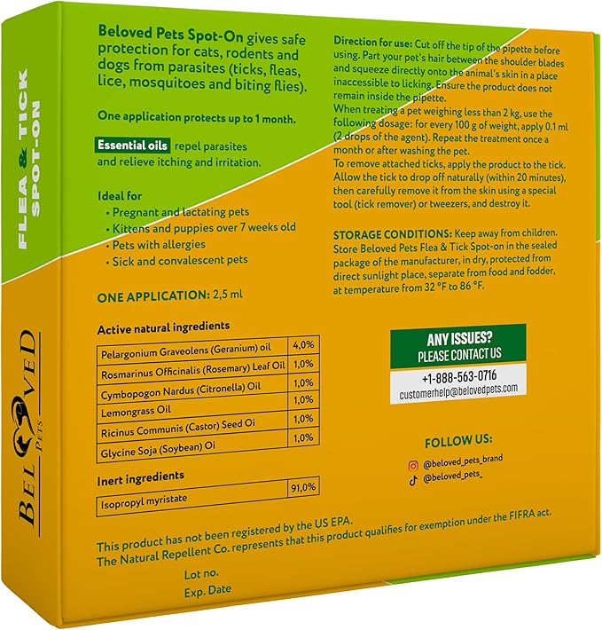 Flea and Tick Prevention for Small Dogs & Cats, Rabbits - Natural Flea Treatment & Pest Control - Topical Flea & Mosquito Repellent for Puppy and Kitten - All Pets-PawvioPets