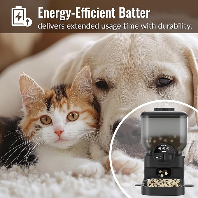 Automatic Pet Feeder for Cat and Dog - 6L Auto Cats Food Dispenser with Camera - WiFi App Control Smart Feeders with Timed - Dogs Feeding Station with 15-Day Battery Life After Power Off-PawvioPets