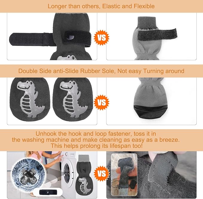 BEAUTYZOO Anti-Slip Dog Socks,Dog Shoes for Hot/Cold Pavement,Paw Protectors with Grips 3 Pairs for Puppy Small Medium Large Senior Old Dogs,Dog Socks to Prevent Licking & Hardwood Floor Protection-PawvioPets