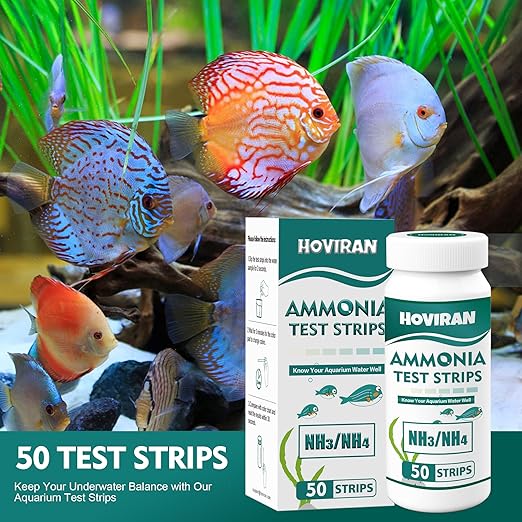 Ammonia Test Strips for Fish Tank, Ammonia Aquarium Test Strips for Saltwater & Freshwater Aquariums & Ponds, 50 Count Aquarium Water Test Kit-PawvioPets