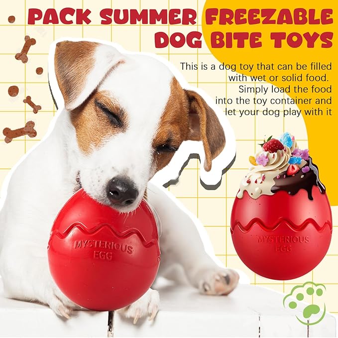 Aliceset 2 Pack Durable Freezable Dog Chew Toys for Aggressive Chewers Interactive Treat Dispensing Puzzle Toy for Large & XL Dogs Keeps Cool & Busy (Red)-PawvioPets