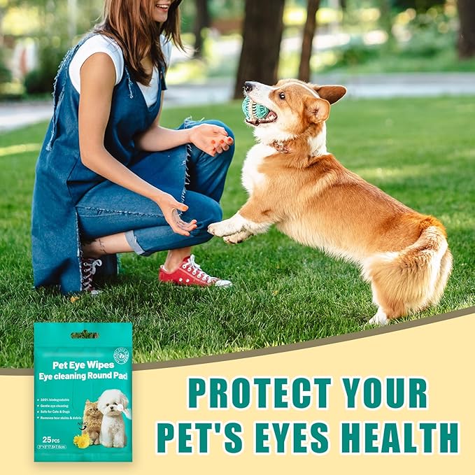 Eyes Wipes for Dogs & Cats Dog Cleaning Grooming Deodorizing Wipes Kit Wash Cleaner for Eyes Wrinkle Face Gently Remove Tear Stain Eye Debris 25pcs Unscented-PawvioPets