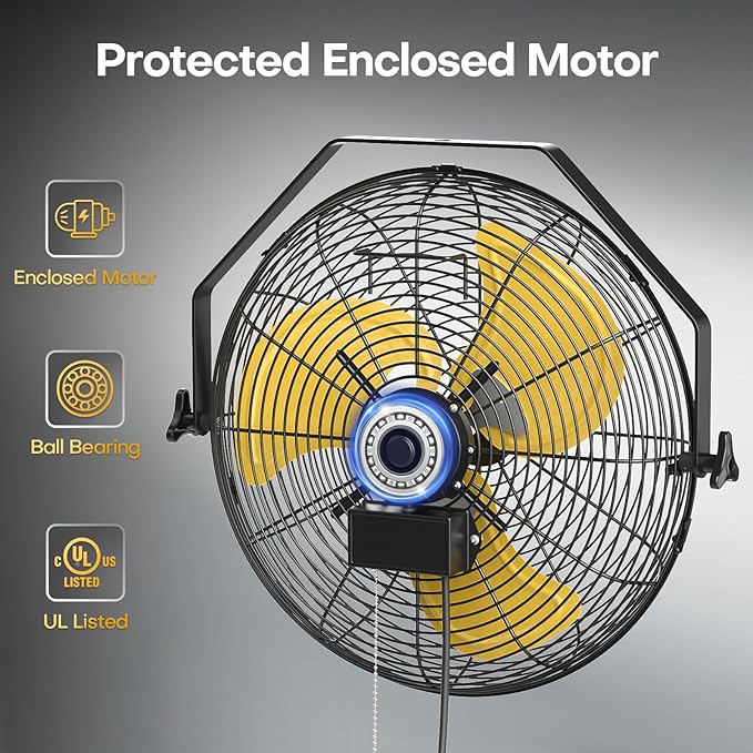 18 Inch Industrial Wall Fan with 2 Pack, 4800 CFM Metal Wall Mount Fans with Poweful Motor, 3 Speed, Fan Indoor for Covered Patio, Greenhouse, Gazebo, and Garage, UL Listed-PawvioPets