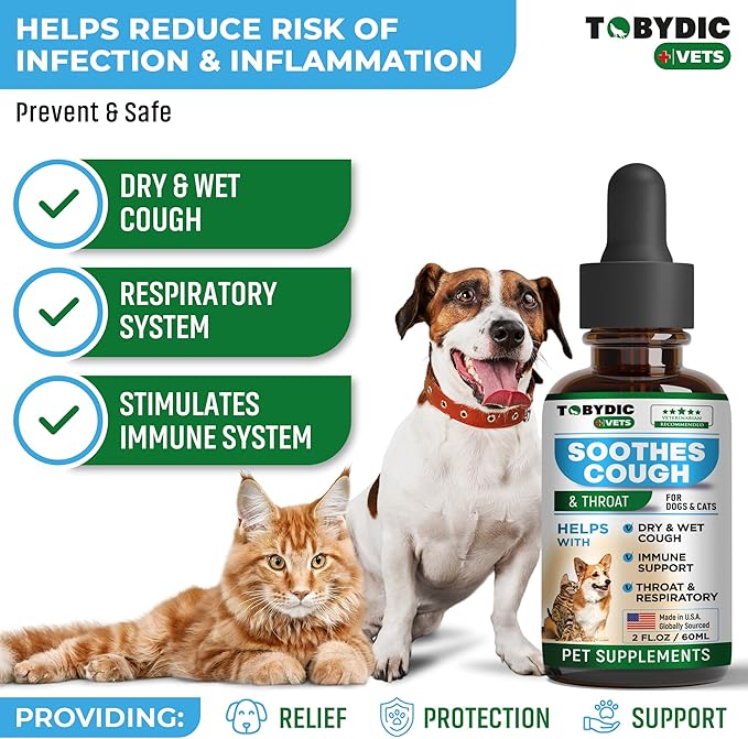Dry & Wet Kennel Cough Natural Medicine & Relief for Dogs and Cats - Herbal Treatment Support Helps to Soothe Throat & Respiratory Trachea Comfort Supplement for Pets - Made in USA-PawvioPets