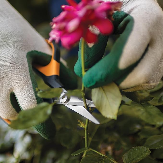 Fiskars Comfort Loop Micro-Tip Pruning Snips - 7" Garden Shears with Sheath and Extra Large SoftGrip Handle - Yard and Garden Tools - Orange/Black-PawvioPets