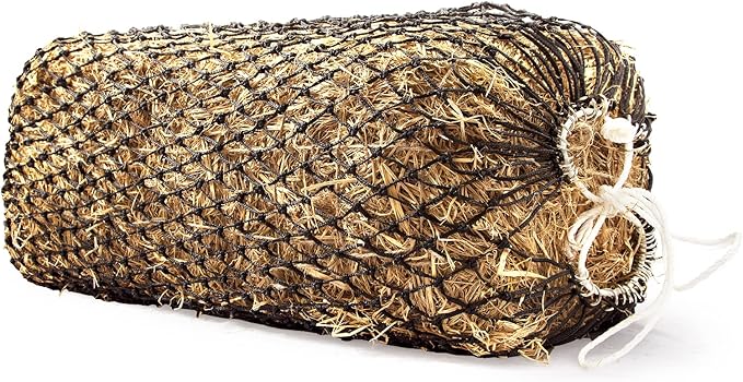 Bloomoak Slow Hay Net Feeder for Horses, Durable Soft Black PE 2/3 String Hay Bales Bags, Fit 36x18x18 to 47x25x17 Inches, Extends 50-64 Inches (2 1.6" Hole/1PC)-PawvioPets