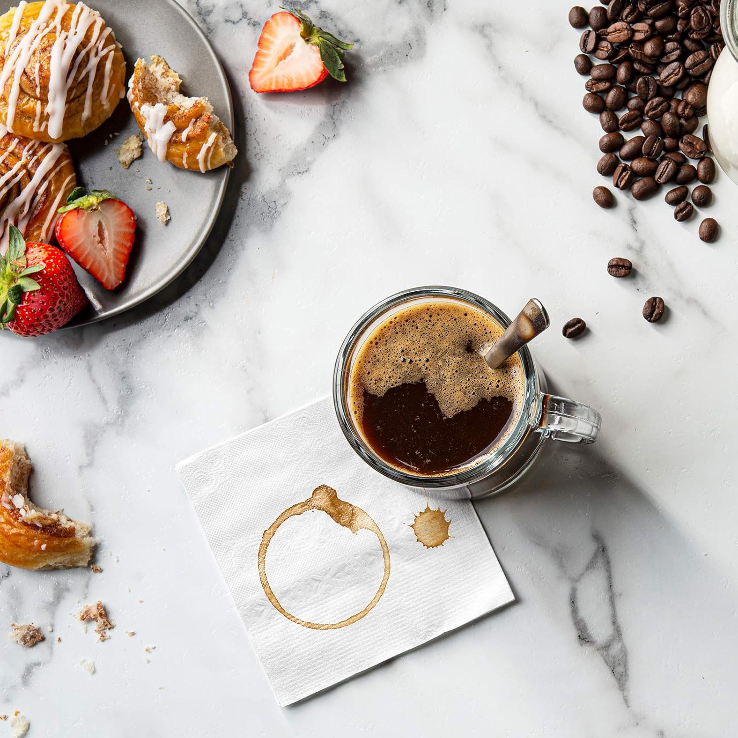 GUSTO [1000 Count - 4.5 x 4.5 Folded] White Beverage Napkins - 1-Ply Bulk Cocktail Napkins, Restaurant Bar Paper Napkins and Party Napkins - 9x9 Unfolded (Formerly Comfy Package)