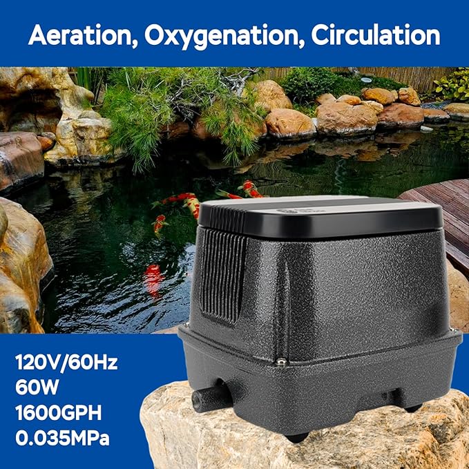 AquaMiracle Linear Air Pump ZP-40/ZP-60/ZP-100/ZP-200 for Pond Aeration, 635/950/1600/4000GPH Septic Air Pump Pond Aerators for Outdoor Ponds, Waste Treatment, Aquarium, Fish Farm, Seafood Restaurant-PawvioPets