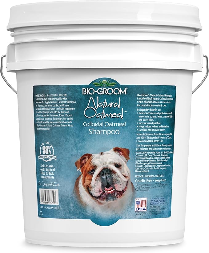 Bio-Groom Oatmeal Dog Shampoo – for Allergies and Itching, Cruelty-Free, Dog Bathing Supplies, Puppy Shampoo for Sensitive Skin, Made in USA, Anti-Itch Dog Products – 5 Gallons-PawvioPets