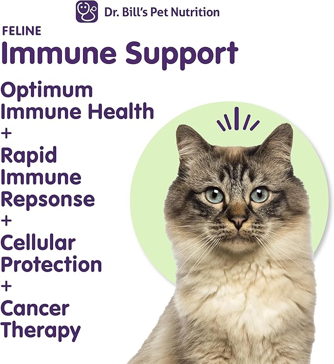 Dr. Bill’s Feline Immune Support | Boosts Cat Immunity and Health with Colostrum, Beta Glucan, Turkey Tail Mushroom, Zinc & Vitamin C | Powder Supplement for Cats of All Ages-PawvioPets