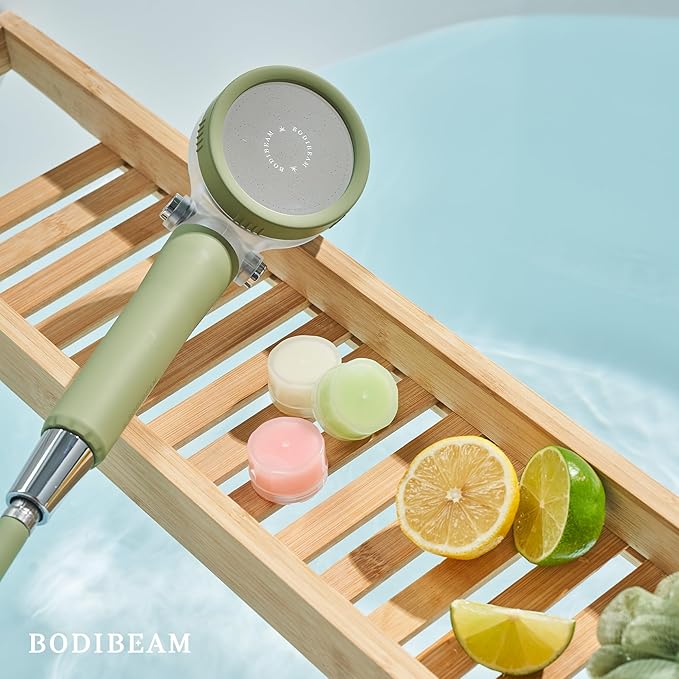 Filtered Handheld Shower Head with Vitamin C & Sediment Filter, High Pressure Water Flow, Water Saving, Reduces Chlorine for Dry Skin & Hair, On/Off Switch, Made in Korea, Spa-Like Shower- Olive Green-PawvioPets
