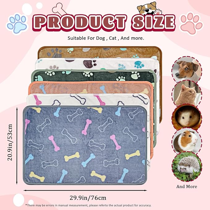 6 Pcs Washable Guinea Pig Blankets Absorbent Small Animal Fleece Bedding Waterproof Cage Liners Reusable Pet Pee Pad Sleep Mat Cover for Rabbit Rat Hamster Ferret Chinchilla Hedgehog (20"x30")-PawvioPets