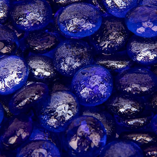18 LB Fire Glass Beads Fireglass Drops for Gas Fire Pit Fireplace Cobalt Blue Luster Reflective Decorative Glass Gems Rocks Pebbles Stone for Vase Fillers Aquarium Fish Tank Decoration (Cobalt Blue)-PawvioPets