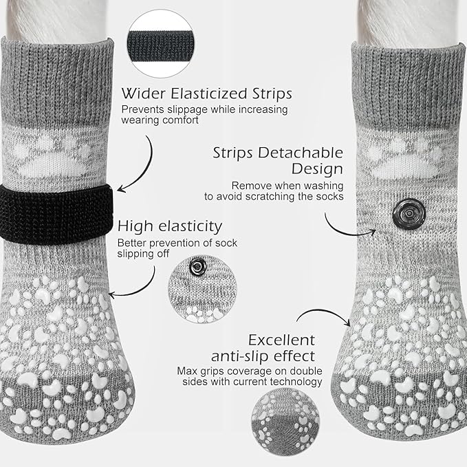 EXPAWLORER Anti Slip Dog Socks to Prevent Licking Paws, Dog Shoes for Hot Pavement, Dog Booties for Small Medium Large Senior Dogs, Traction Control Boots & Paw Protectors for Hardwood Floors-PawvioPets