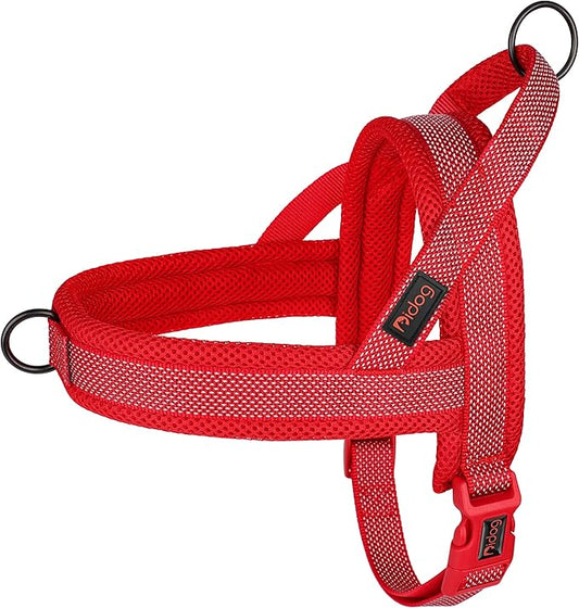 Didog No Pull Dog Harness with Breathable Mesh Padded, Full Reflective & Quick Fit Adjustable Vest Harness, Easy for Training Walking for Small & Medium and Large Dogs (Red, L:Chest 26-32")-PawvioPets
